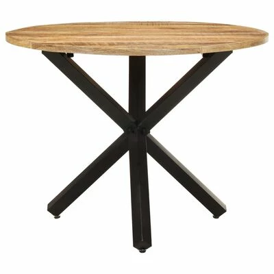 VidaXL Table à dîner ronde 100x100x75 cm Bois de manguier brut 4 VidaXL Table à dîner ronde 100x100x75 cm Bois de manguier brut – Image 2