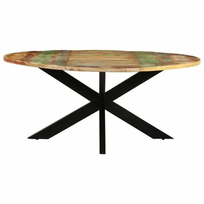 VidaXL Table à dîner ronde 175x75 cm Bois de récupération massif 4 VidaXL Table à dîner ronde 175x75 cm Bois de récupération massif – Image 2