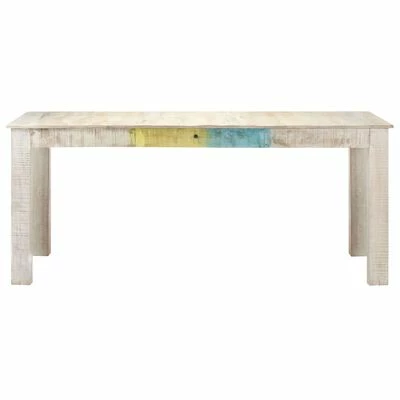 VidaXL Table à dîner Blanc 180x90x76 cm Bois de manguier massif 4 VidaXL Table à dîner Blanc 180x90x76 cm Bois de manguier massif – Image 2