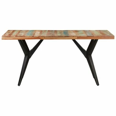 VidaXL Table de salle à manger 160x80x76cm Bois de récupération massif 4 VidaXL Table de salle à manger 160x80x76cm Bois de récupération massif – Image 2