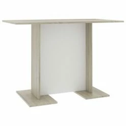 VidaXL Table à dîner Blanc et chêne sonoma 110 x 60 x 75 cm Aggloméré