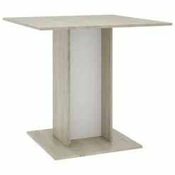 VidaXL Table à dîner Blanc et chêne sonoma 80 x 80 x 75 cm Aggloméré