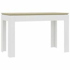 VidaXL Table à dîner Blanc et chêne sonoma 120 x 60 x 76 cm Aggloméré