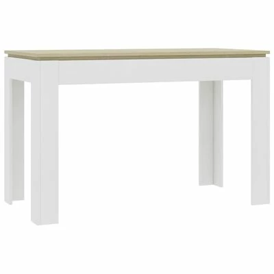 VidaXL Table à dîner Blanc et chêne sonoma 120 x 60 x 76 cm Aggloméré 3 VidaXL Table à dîner Blanc et chêne sonoma 120 x 60 x 76 cm Aggloméré