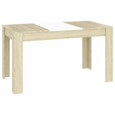 VidaXL Table à dîner Blanc et chêne sonoma 140x74,5x76 cm Aggloméré 3 VidaXL Table à dîner Blanc et chêne sonoma 140x74,5x76 cm Aggloméré