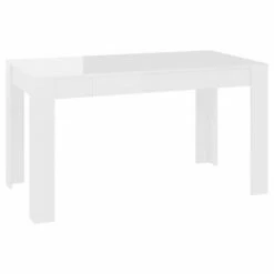 VidaXL Table de salle à manger Blanc brillant 140x74,5x76 cm Aggloméré