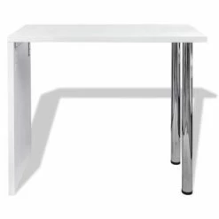 VidaXL Table de bar MDF avec 2 pieds en acier Haut brillance Blanc -Promos Tables à manger Boutique image 3 240818