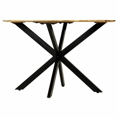 VidaXL Table de salle à manger Bois de manguier brut et Acier 120x77cm 5 VidaXL Table de salle à manger Bois de manguier brut et Acier 120x77cm – Image 3