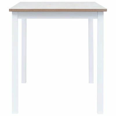 VidaXL Table à dîner Blanc et marron 114x71x75 cm Bois d'hévéa massif 5 VidaXL Table à dîner Blanc et marron 114x71x75 cm Bois d'hévéa massif – Image 3