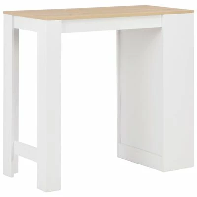 VidaXL Table de bar avec étagère Blanc 110x50x103 cm 5 VidaXL Table de bar avec étagère Blanc 110x50x103 cm – Image 3
