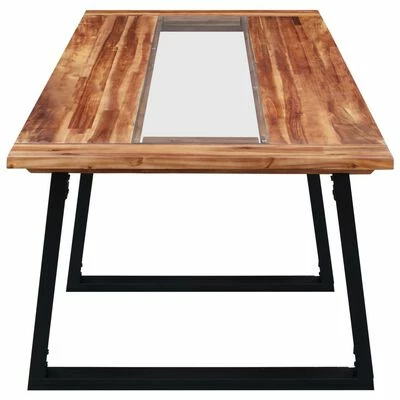 VidaXL Table de salle à manger 180x90x75 cm Bois d'acacia et verre 5 VidaXL Table de salle à manger 180x90x75 cm Bois d'acacia et verre – Image 3