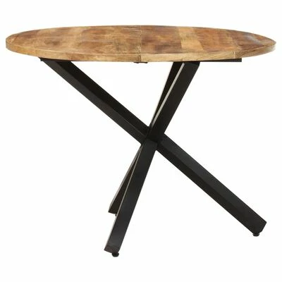 VidaXL Table à dîner ronde 100x100x75 cm Bois de manguier brut 5 VidaXL Table à dîner ronde 100x100x75 cm Bois de manguier brut – Image 3
