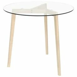 VidaXL Table de salle à manger Transparent 80 cm Verre trempé -Promos Tables à manger Boutique image 3 322783
