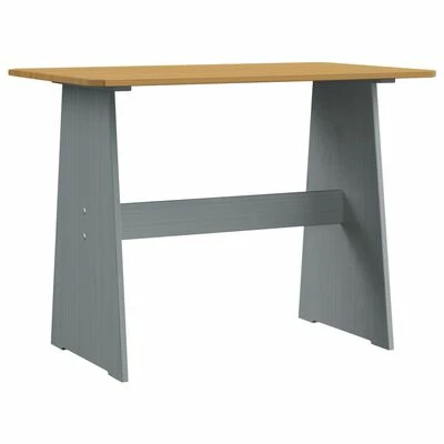 VidaXL Table à manger avec banc Marron miel et gris Bois de pin solide 5 VidaXL Table à manger avec banc Marron miel et gris Bois de pin solide – Image 3