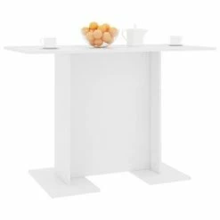 VidaXL Table de salle à manger Blanc 110 x 60 x 75 cm Bois ingénierie 10 VidaXL Table de salle à manger Blanc 110 x 60 x 75 cm Bois ingénierie -Promos Tables à manger Boutique image 3 800243