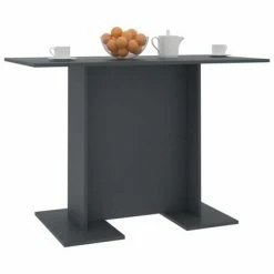 VidaXL Table de salle à manger Gris 110 x 60 x 75 cm Aggloméré -Promos Tables à manger Boutique image 3 800245