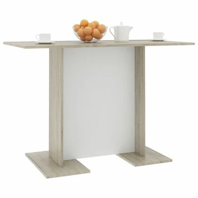 VidaXL Table à dîner Blanc et chêne sonoma 110 x 60 x 75 cm Aggloméré 5 VidaXL Table à dîner Blanc et chêne sonoma 110 x 60 x 75 cm Aggloméré – Image 3