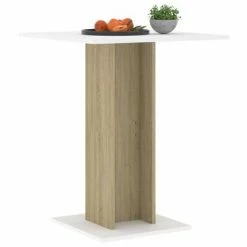 VidaXL Table de bistro Blanc et chêne sonoma 60x60x75 cm Aggloméré -Promos Tables à manger Boutique image 3 802107