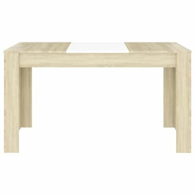 VidaXL Table à dîner Blanc et chêne sonoma 140x74,5x76 cm Aggloméré 5 VidaXL Table à dîner Blanc et chêne sonoma 140x74,5x76 cm Aggloméré – Image 3