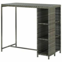 VidaXL Table de bar avec rangement Gris 120x60x110 cm Résine tressée 11 VidaXL Table de bar avec rangement Gris 120x60x110 cm Résine tressée -Promos Tables à manger Boutique image 4 313477