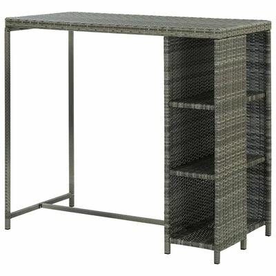 VidaXL Table de bar avec rangement Gris 120x60x110 cm Résine tressée 6 VidaXL Table de bar avec rangement Gris 120x60x110 cm Résine tressée – Image 4