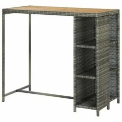 VidaXL Table de bar avec rangement Gris 120x60x110 cm Résine tressée 11 VidaXL Table de bar avec rangement Gris 120x60x110 cm Résine tressée -Promos Tables à manger Boutique image 4 313479