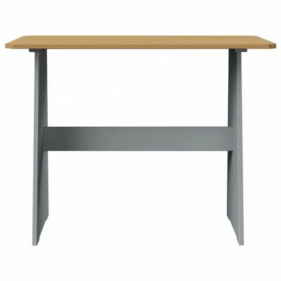 VidaXL Table à manger avec banc Marron miel et gris Bois de pin solide 6 VidaXL Table à manger avec banc Marron miel et gris Bois de pin solide – Image 4