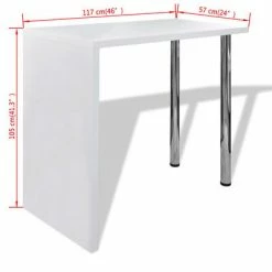 VidaXL Table de bar MDF avec 2 pieds en acier Haut brillance Blanc -Promos Tables à manger Boutique image 5 240818