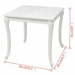 VidaXL Table de salle à manger 80 x 80 x 76 cm Laquée Blanche 11 VidaXL Table de salle à manger 80 x 80 x 76 cm Laquée Blanche -Promos Tables à manger Boutique image 5 243382
