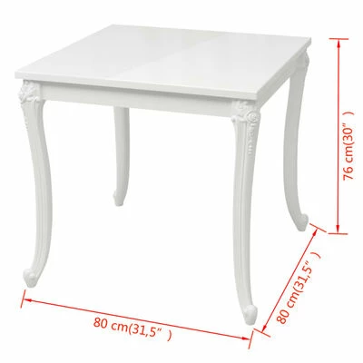 VidaXL Table de salle à manger 80 x 80 x 76 cm Laquée Blanche 7 VidaXL Table de salle à manger 80 x 80 x 76 cm Laquée Blanche – Image 5