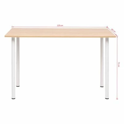 VidaXL Table de salle à manger 120x60x73 cm Chêne et blanc 7 VidaXL Table de salle à manger 120x60x73 cm Chêne et blanc – Image 5