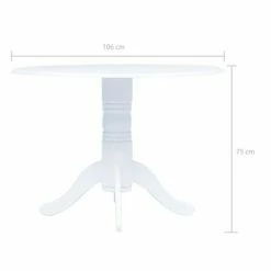 VidaXL Table de salle à manger Blanc 106 cm Bois d'hévéa massif 10 VidaXL Table de salle à manger Blanc 106 cm Bois d'hévéa massif -Promos Tables à manger Boutique image 5 247353