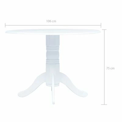 VidaXL Table de salle à manger Blanc 106 cm Bois d'hévéa massif 6 VidaXL Table de salle à manger Blanc 106 cm Bois d'hévéa massif – Image 5