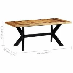 VidaXL Table de salle à manger 180x90x75 cm Bois de Sesham solide -Promos Tables à manger Boutique image 5 247432