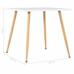 VidaXL Table de salle à manger Blanc et chêne 80,5x80,5x73 cm MDF -Promos Tables à manger Boutique image 5 248305