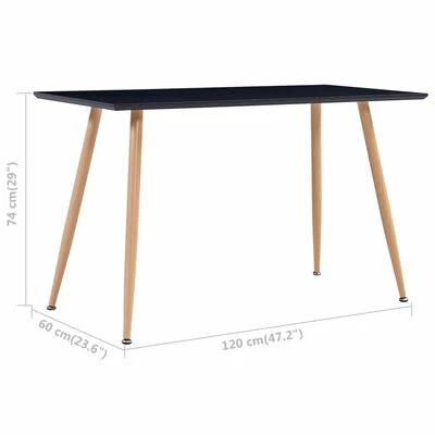 VidaXL Table de salle à manger Noir et chêne 120x60x74 cm MDF 7 VidaXL Table de salle à manger Noir et chêne 120x60x74 cm MDF – Image 5