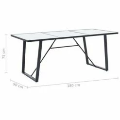 VidaXL Table de salle à manger Blanc 180x90x75 cm Verre trempé 11 VidaXL Table de salle à manger Blanc 180x90x75 cm Verre trempé -Promos Tables à manger Boutique image 5 281554