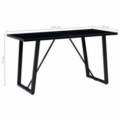 VidaXL Table de salle à manger Noir 140x70x75 cm Verre trempé 11 VidaXL Table de salle à manger Noir 140x70x75 cm Verre trempé -Promos Tables à manger Boutique image 5 281556
