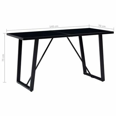 VidaXL Table de salle à manger Noir 140x70x75 cm Verre trempé 7 VidaXL Table de salle à manger Noir 140x70x75 cm Verre trempé – Image 5