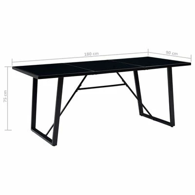 VidaXL Table de salle à manger Noir 180x90x75 cm Verre trempé 7 VidaXL Table de salle à manger Noir 180x90x75 cm Verre trempé – Image 5