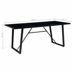 VidaXL Table de salle à manger Noir 200x100x75 cm Verre trempé -Promos Tables à manger Boutique image 5 281559