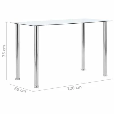 VidaXL Table à dîner Transparent 120x60x75 cm Verre trempé 7 VidaXL Table à dîner Transparent 120x60x75 cm Verre trempé – Image 5