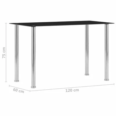 VidaXL Table à dîner Noir 120x60x75 cm Verre trempé 7 VidaXL Table à dîner Noir 120x60x75 cm Verre trempé – Image 5