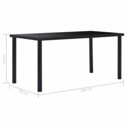 VidaXL Table de salle à manger Noir 160x80x75 cm Verre trempé 11 VidaXL Table de salle à manger Noir 160x80x75 cm Verre trempé -Promos Tables à manger Boutique image 5 281854