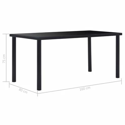 VidaXL Table de salle à manger Noir 160x80x75 cm Verre trempé 7 VidaXL Table de salle à manger Noir 160x80x75 cm Verre trempé – Image 5