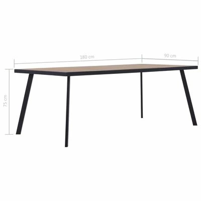 VidaXL Table de salle à manger Bois clair et noir 180x90x75 cm MDF 7 VidaXL Table de salle à manger Bois clair et noir 180x90x75 cm MDF – Image 5
