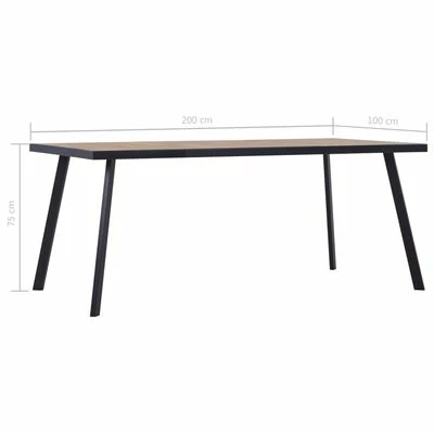 VidaXL Table de salle à manger Bois clair et noir 200x100x75 cm MDF 7 VidaXL Table de salle à manger Bois clair et noir 200x100x75 cm MDF – Image 5