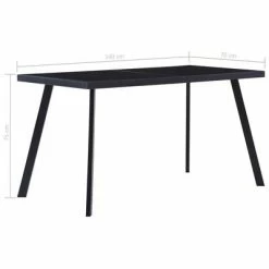 VidaXL Table de salle à manger Noir 140x70x75 cm Verre trempé 11 VidaXL Table de salle à manger Noir 140x70x75 cm Verre trempé -Promos Tables à manger Boutique image 5 281873