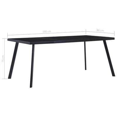 VidaXL Table de salle à manger Noir 160x80x75 cm Verre trempé 7 VidaXL Table de salle à manger Noir 160x80x75 cm Verre trempé – Image 5