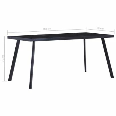 VidaXL Table de salle à manger Noir 180x90x75 cm Verre trempé 7 VidaXL Table de salle à manger Noir 180x90x75 cm Verre trempé – Image 5
